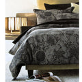 Accessorize Trudie Black Jacquard Quilt Cover Set Single, Floral Design, 140 x 210 cm - SuperSaverAU - view 1