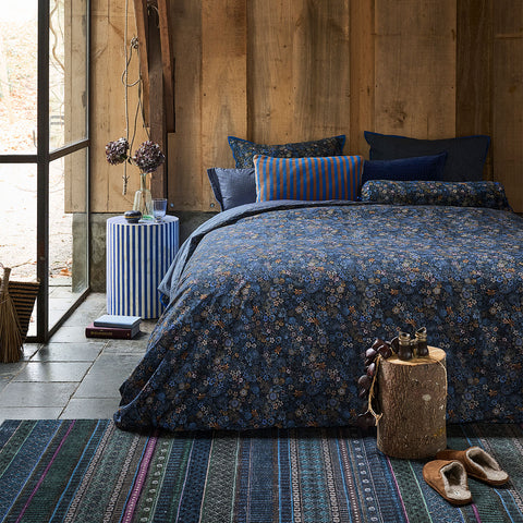 PIP Studio Tutti i Fiori Queen Cotton Quilt Cover Set - Dark Blue Floral - SuperSaverAU - view 1