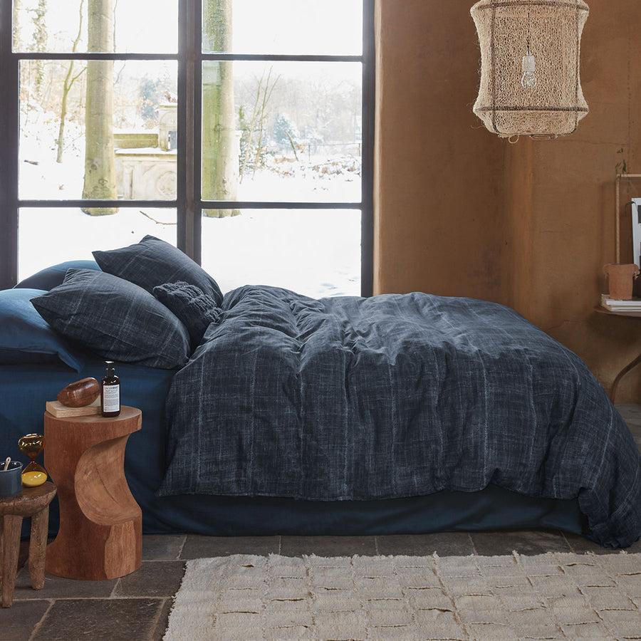 PIP Studio Vintage Indigo Dark Blue Cotton Quilt Cover Set Queen - Jeans Print - SuperSaverAU - view 1