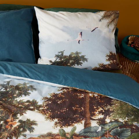 Bedding House Voyage Green Cotton Quilt Cover Set King - Botanical Landscape Print - SuperSaverAU - view 1