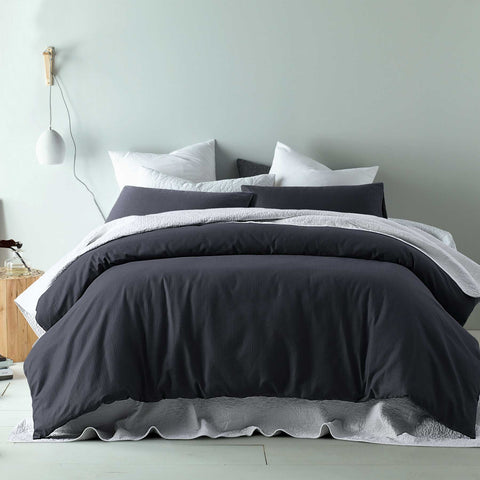 Accessorize Waffle Slate Cotton Blend Quilt Cover Set Queen - Elegant Design - SuperSaverAU - view 1