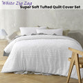 Big Sleep White Zig Zag Super Soft Tufted Quilt Cover Set Queen - SuperSaverAU - view 2