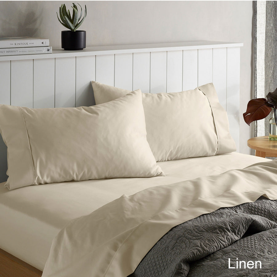 Accessorize 1500TC Cotton Rich Sheet Set Linen King - Solid Colour, Machine Washable - SuperSaverAU - view 1