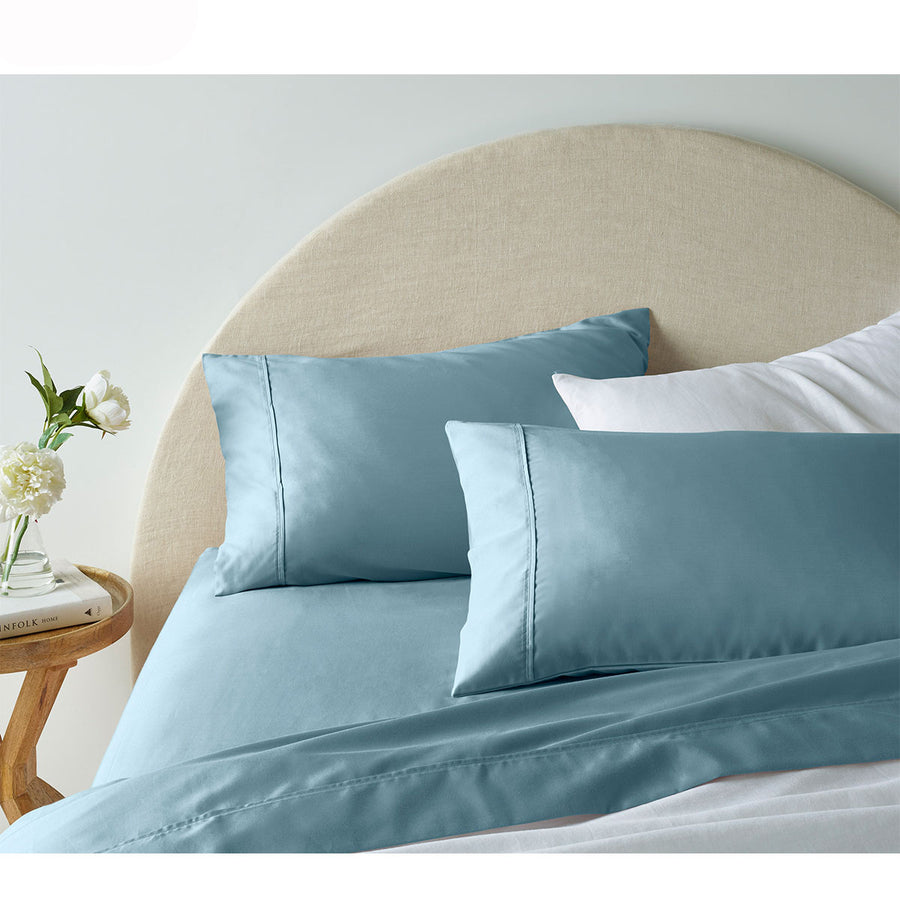 Accessorize 1900TC Cotton Rich Sheet Set Blue King - Solid Colour Design - SuperSaverAU - view 1