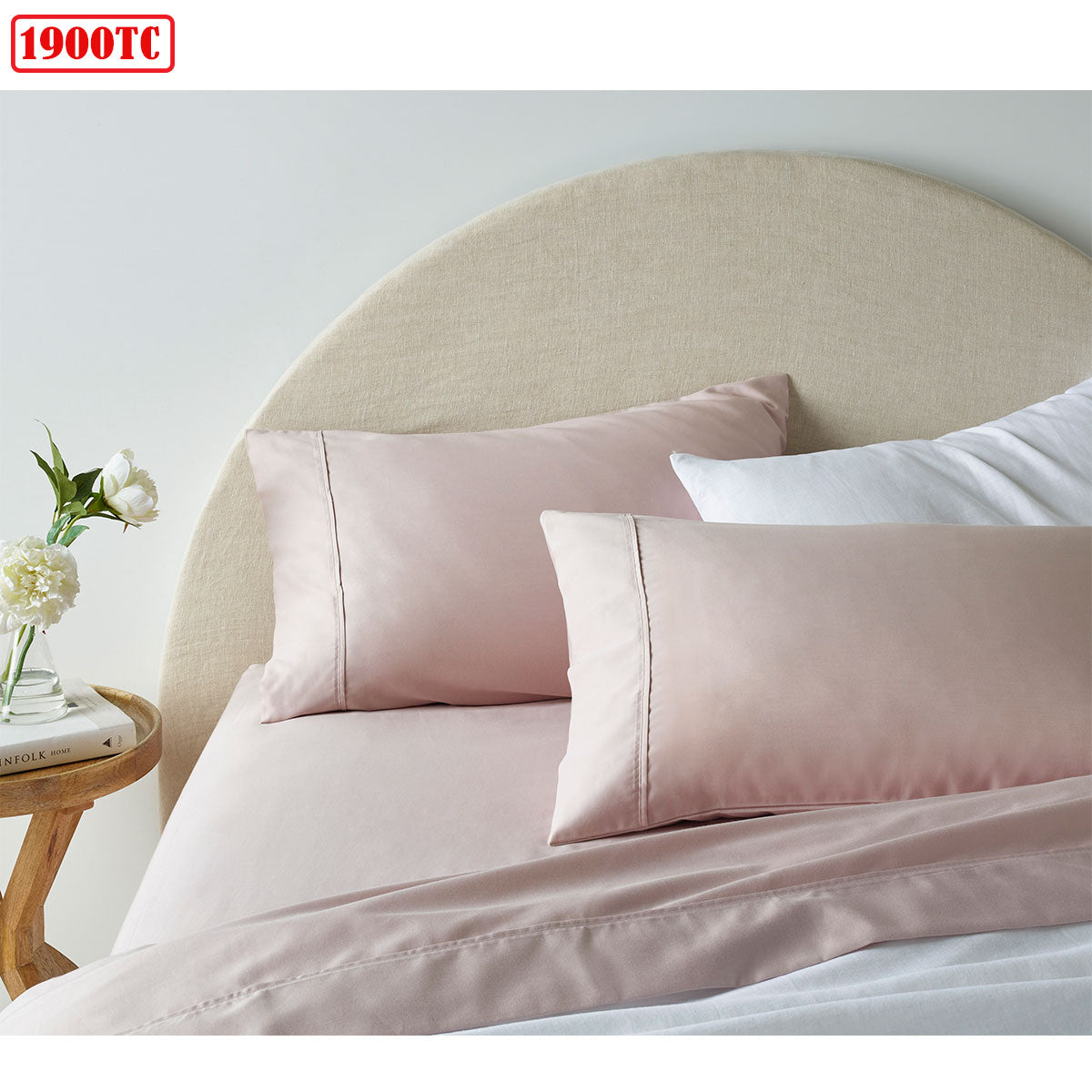 Accessorize 1900TC Cotton Rich Sheet Set Blush King - Soft Polyester Cotton, Solid Design - SuperSaverAU - view 1