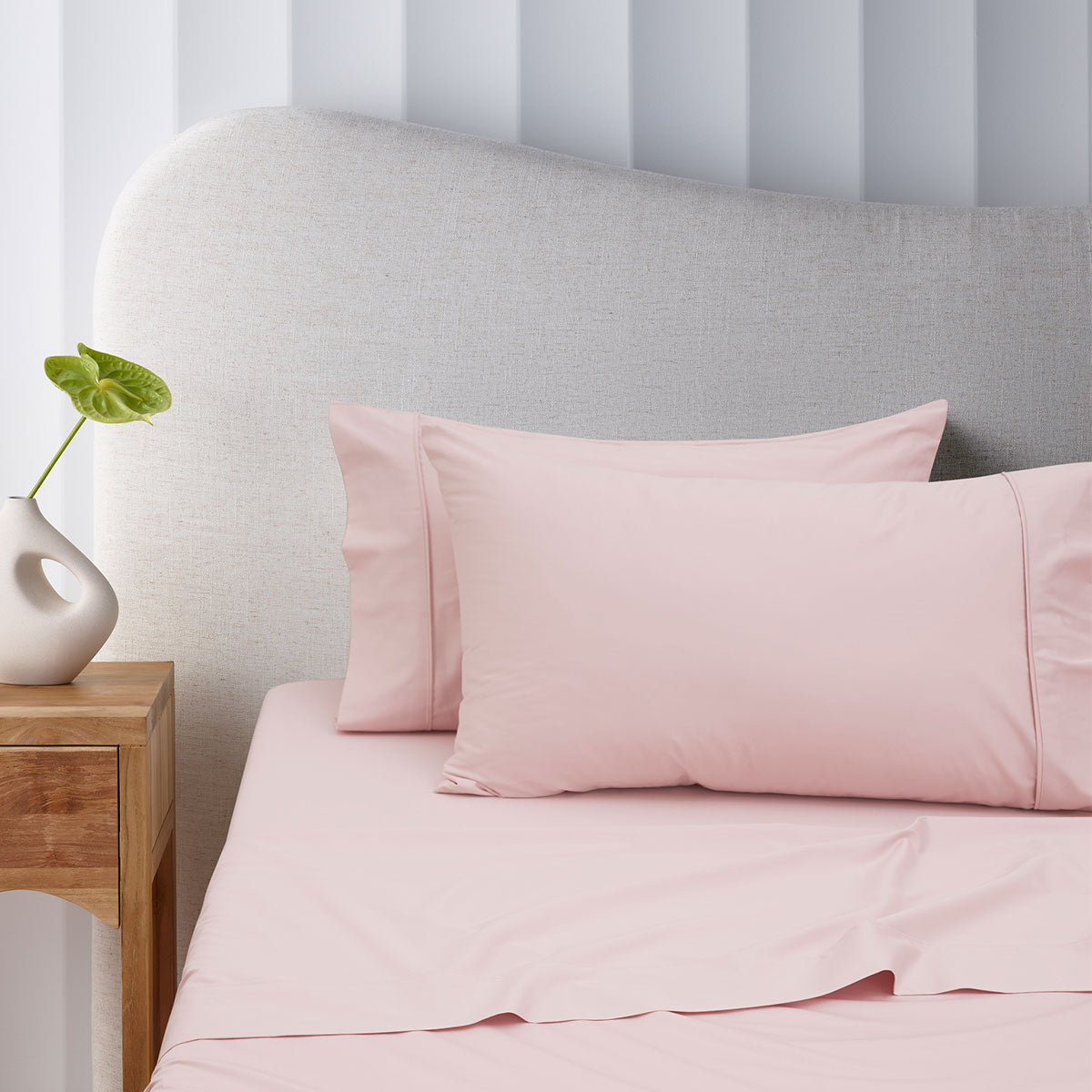 Accessorize 400TC Blush Bamboo Cotton Sheet Set 40cm Wall King - Hypoallergenic, Soft Finish