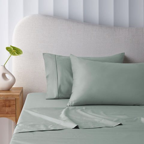 Accessorize 400TC Sage Bamboo Cotton Sheet Set 40cm Wall - Single, Hypoallergenic - SuperSaverAU - view 1
