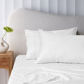 Accessorize 400TC White Bamboo Cotton Sheet Set 40cm Wall King - Hypoallergenic, Soft Finish - SuperSaverAU - view 1