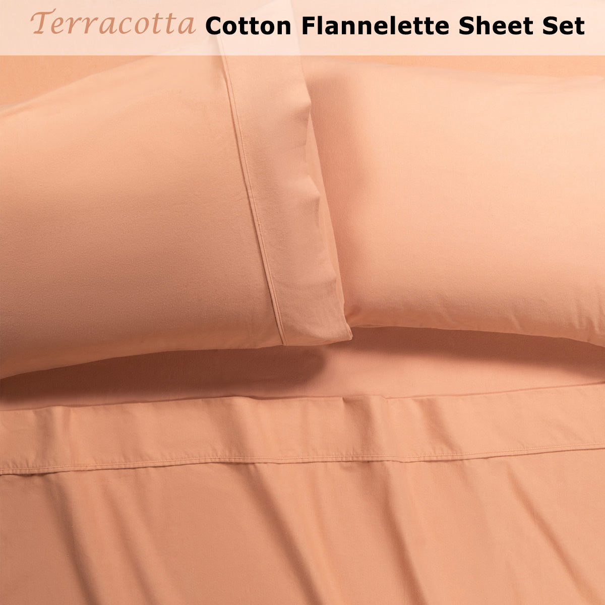 Accessorize Cotton Flannelette Sheet Set 40cm Wall Terracotta King - Warm & Stylish