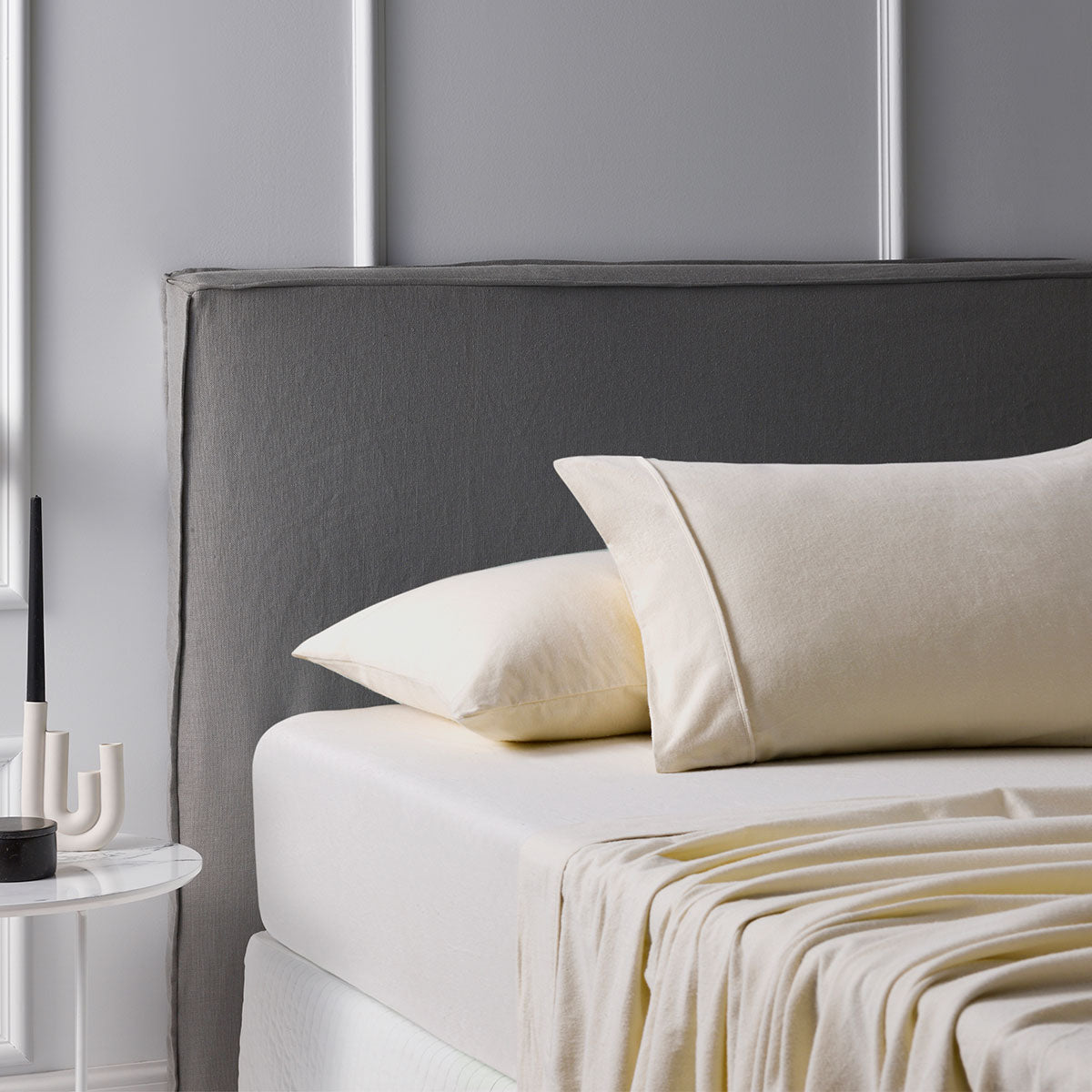 Accessorize Cotton Flannelette Sheet Set 40cm Wall Stone Queen - Soft & Warm - SuperSaverAU - view 1