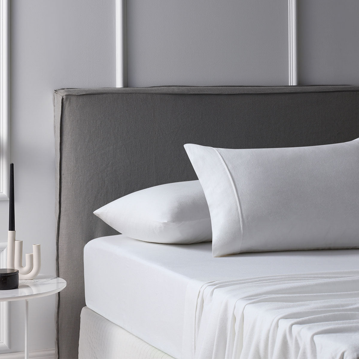 Accessorize Cotton Flannelette Sheet Set 40cm Wall White Queen - Warm & Stylish