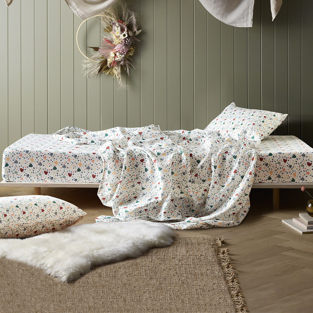 Happy Kids Dino Mania Cotton Sheet Set - Green, King Single