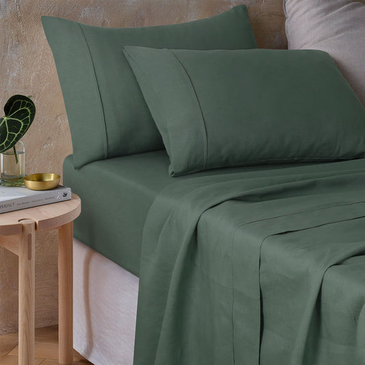 Vintage Design Homewares Sea Green 100% Hemp Sheet Set King - Breathable & Antibacterial