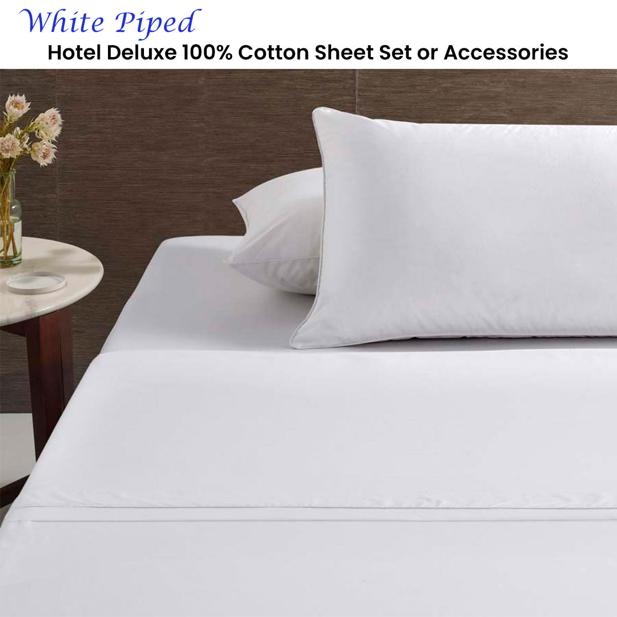 Accessorize White Piped Hotel Deluxe Cotton Sheet Set - Super King