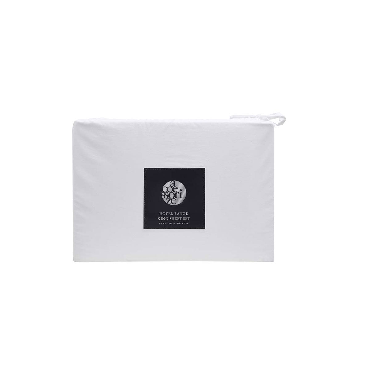 Accessorize Luxury Hotel Bedding 100% Cotton Sheet Set Queen - White/Black Piped - SuperSaverAU - view 2