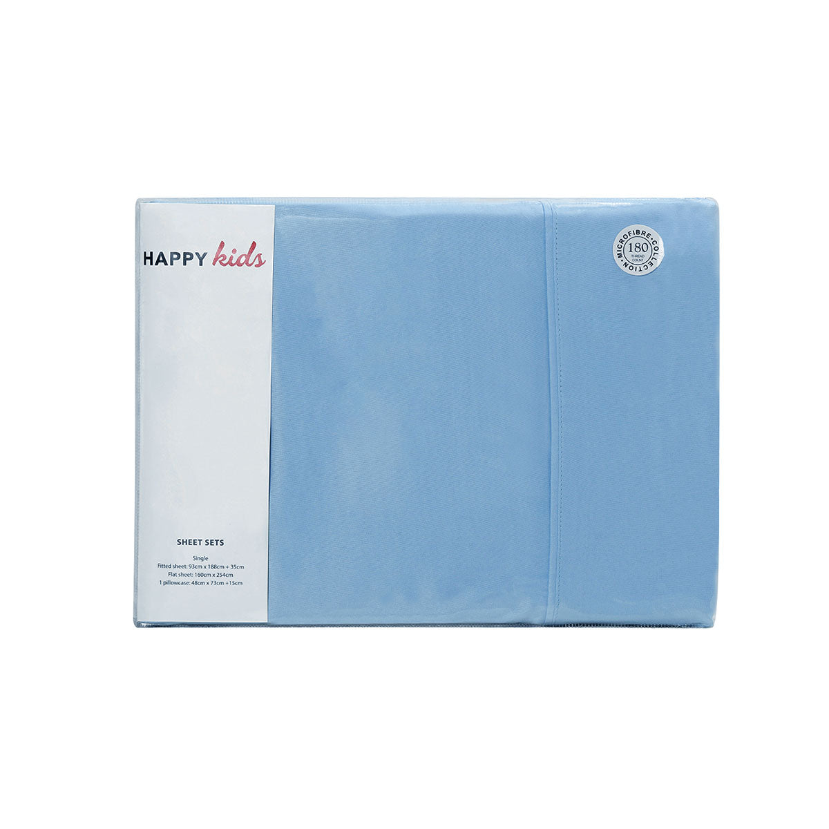 Happy Kids Blue Microfibre Sheet Set Double - Soft, Solid Colour, 180TC - SuperSaverAU - view 3
