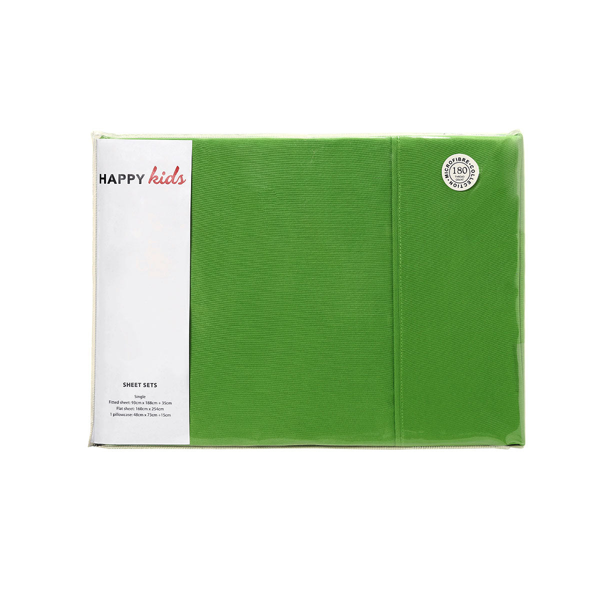 Happy Kids Green Microfibre Sheet Set Double - 180TC, Solid Colour Design - SuperSaverAU - view 2