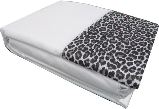Big Sleep Leopard Skin Print Sheet Set Double - Black, Grey, Beige