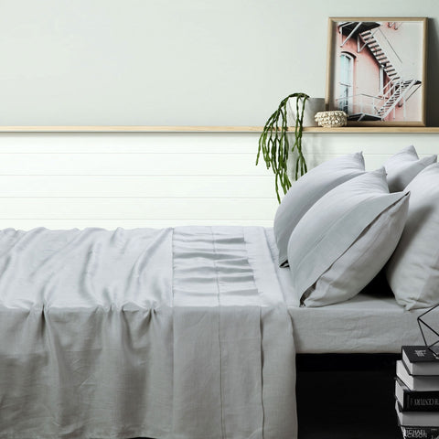 Vintage Design Homewares 100% Linen Dove Grey Sheet Set - Single Size - SuperSaverAU - view 1