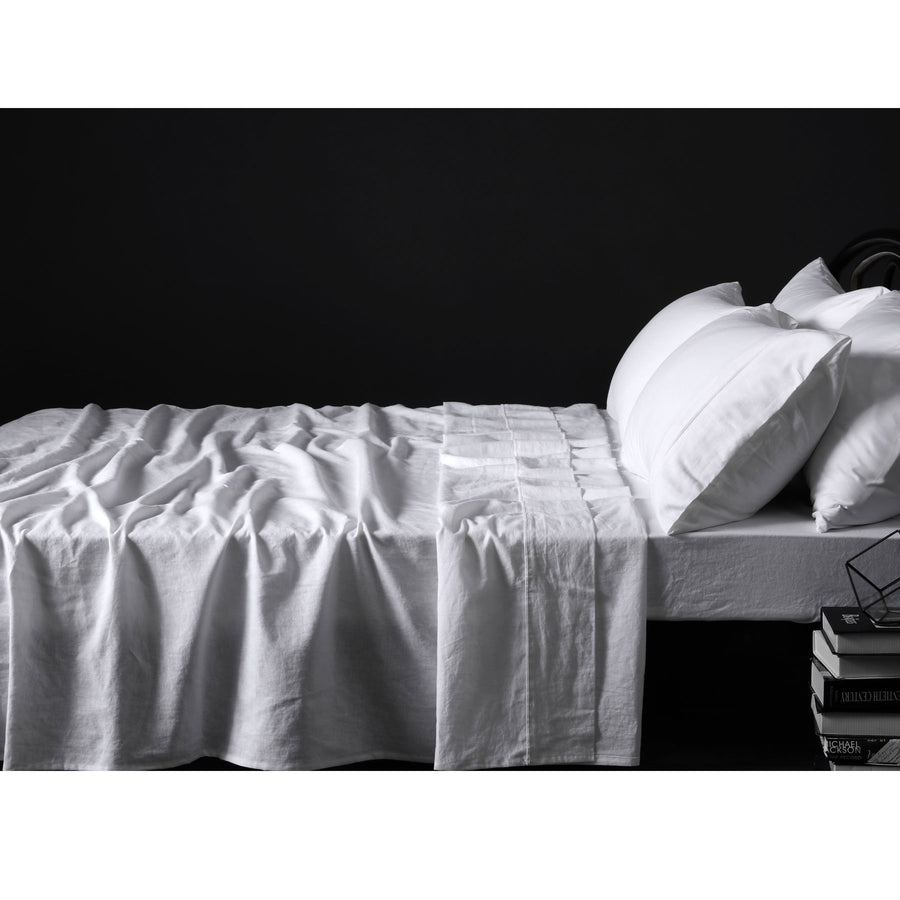 Vintage Design Homewares 100% Linen Sheet Set - White, Queen