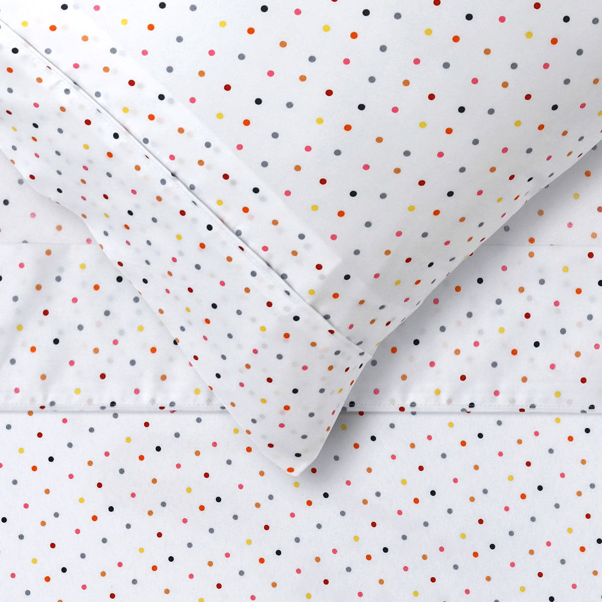 Happy Kids Polka Multi Printed Microfibre Sheet Set Double - Tiny Polka Dots Design - SuperSaverAU - view 2