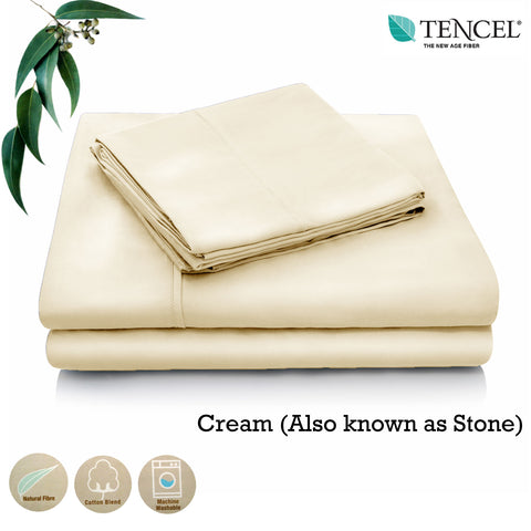 Accessorize Tencel Cotton Blend Sheet Set Cream Single - Eco-Friendly, Machine Washable - SuperSaverAU - view 1