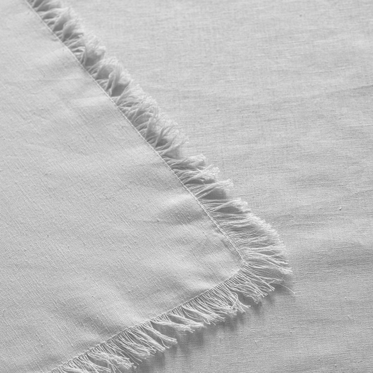 Vintage Design Homewares Gypsy White Fringed Washed Linen Cotton Tablecloth 150cm x 275cm - SuperSaverAU - view 1