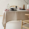Vintage Design Homewares Helm Natural Washed Linen Cotton Tablecloth 180cm - SuperSaverAU - view 1