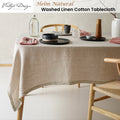Vintage Design Homewares Helm Natural Washed Linen Cotton Tablecloth 130cm x 180cm - SuperSaverAU - view 1