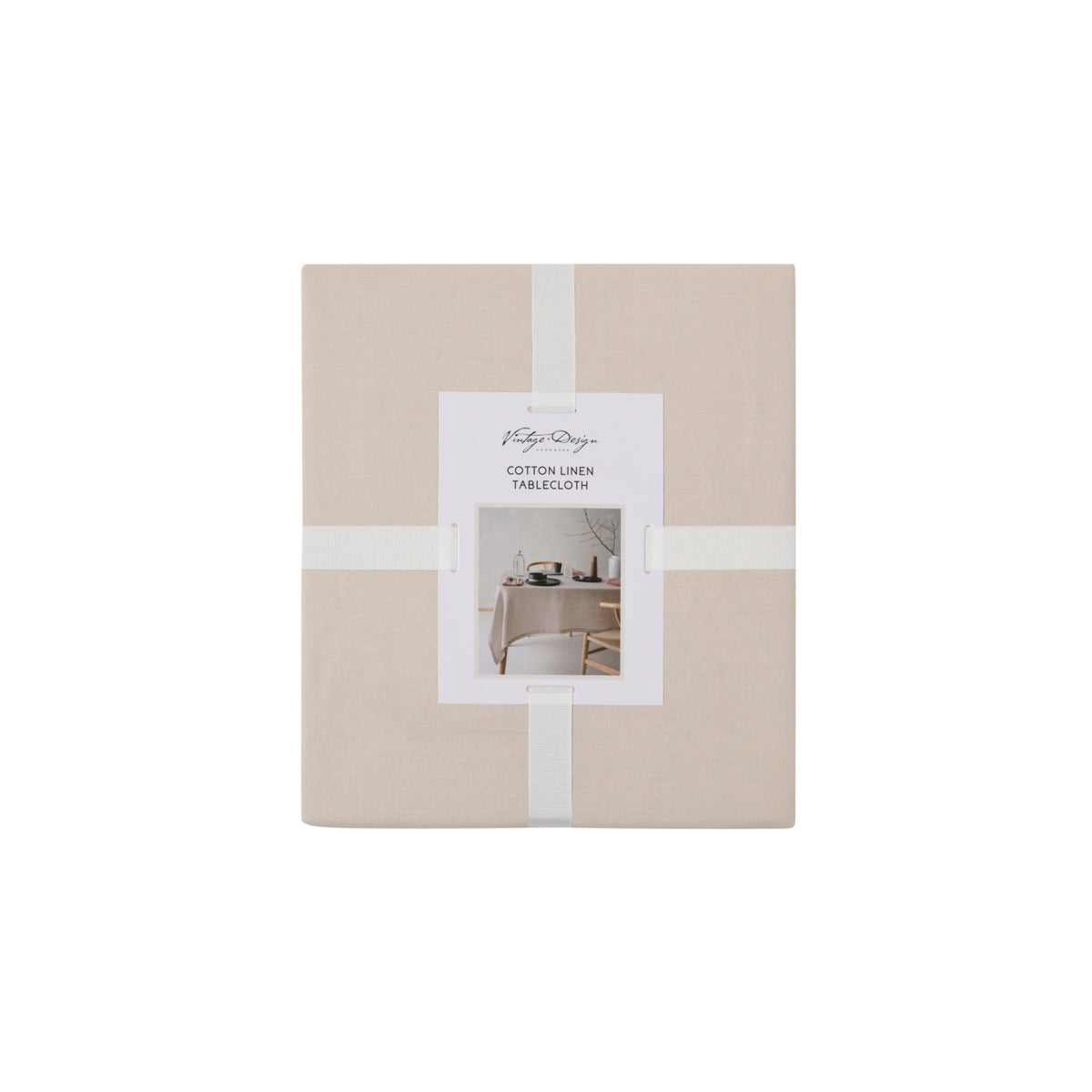 Vintage Design Homewares Helm Natural Washed Linen Cotton Tablecloth 130cm x 180cm - SuperSaverAU - view 2