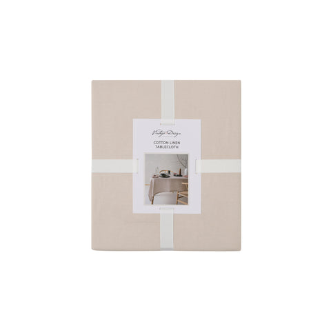 Vintage Design Homewares Helm Natural Washed Linen Cotton Tablecloth 180cm x 180cm - SuperSaverAU - view 1