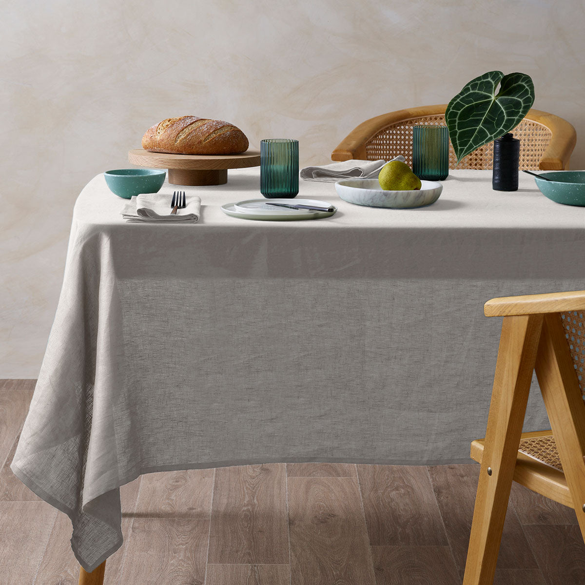Vintage Design Homewares Grey Hemp Tablecloth 130cm x 180cm for 4-6 Seaters