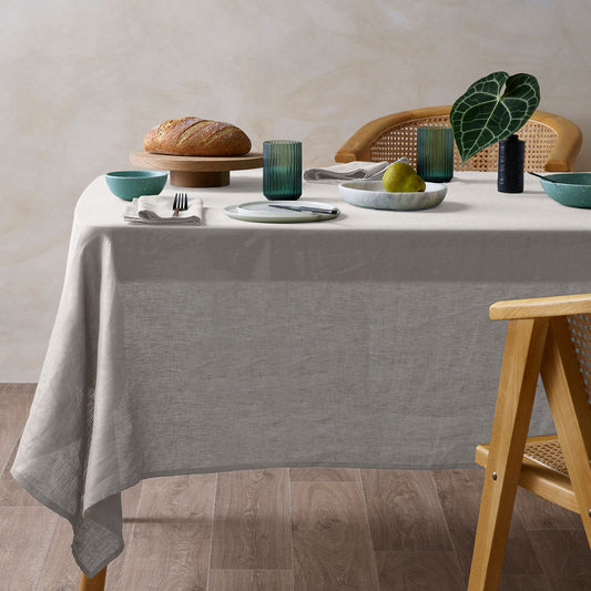 Vintage Design Homewares Grey Hemp Tablecloth 130cm x 180cm for 4-6 Seaters