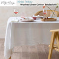 Vintage Design Homewares Helm White Washed Linen Cotton Tablecloth 180cm Diameter - SuperSaverAU - view 1