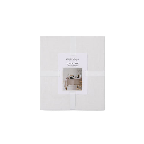 Vintage Design Homewares Linen Cotton Tablecloth 150cm x 230cm - White Washed - SuperSaverAU - view 1