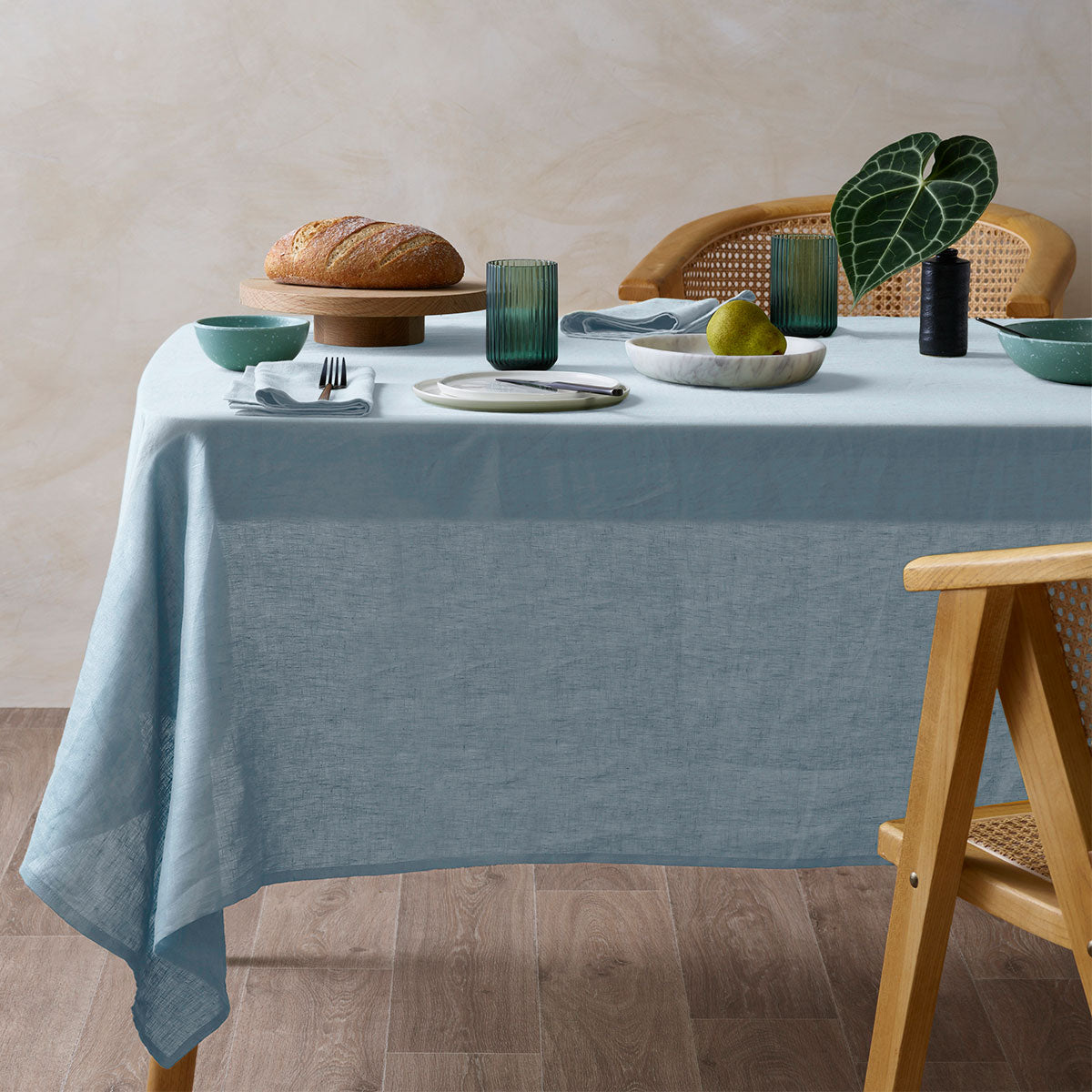 Vintage Design Homewares Blue Hemp Tablecloth 150cm x 300cm for 8-12 Seaters - SuperSaverAU - view 1