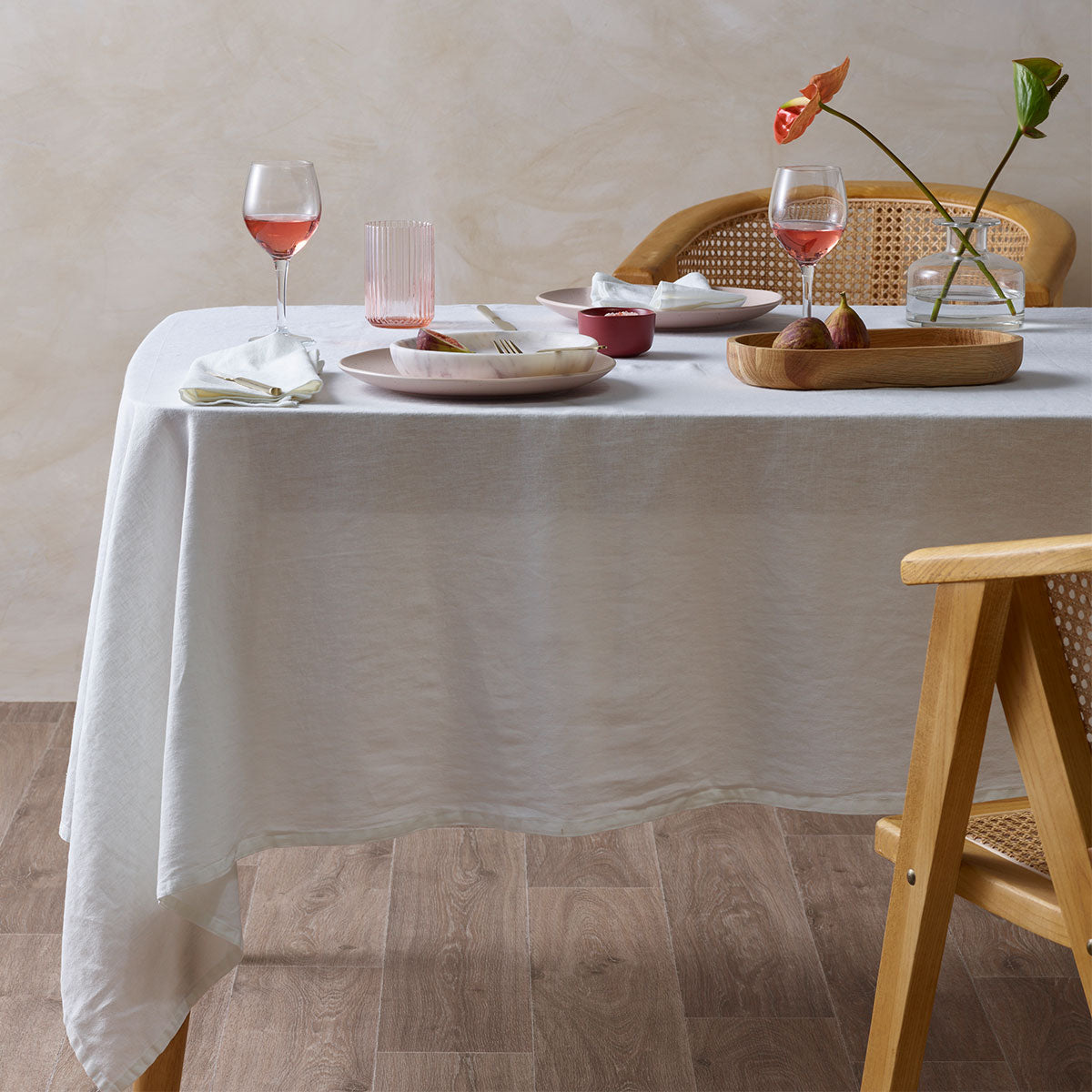 Vintage Design Homewares White Washed Linen Cotton Tablecloth 150x275cm - SuperSaverAU - view 1
