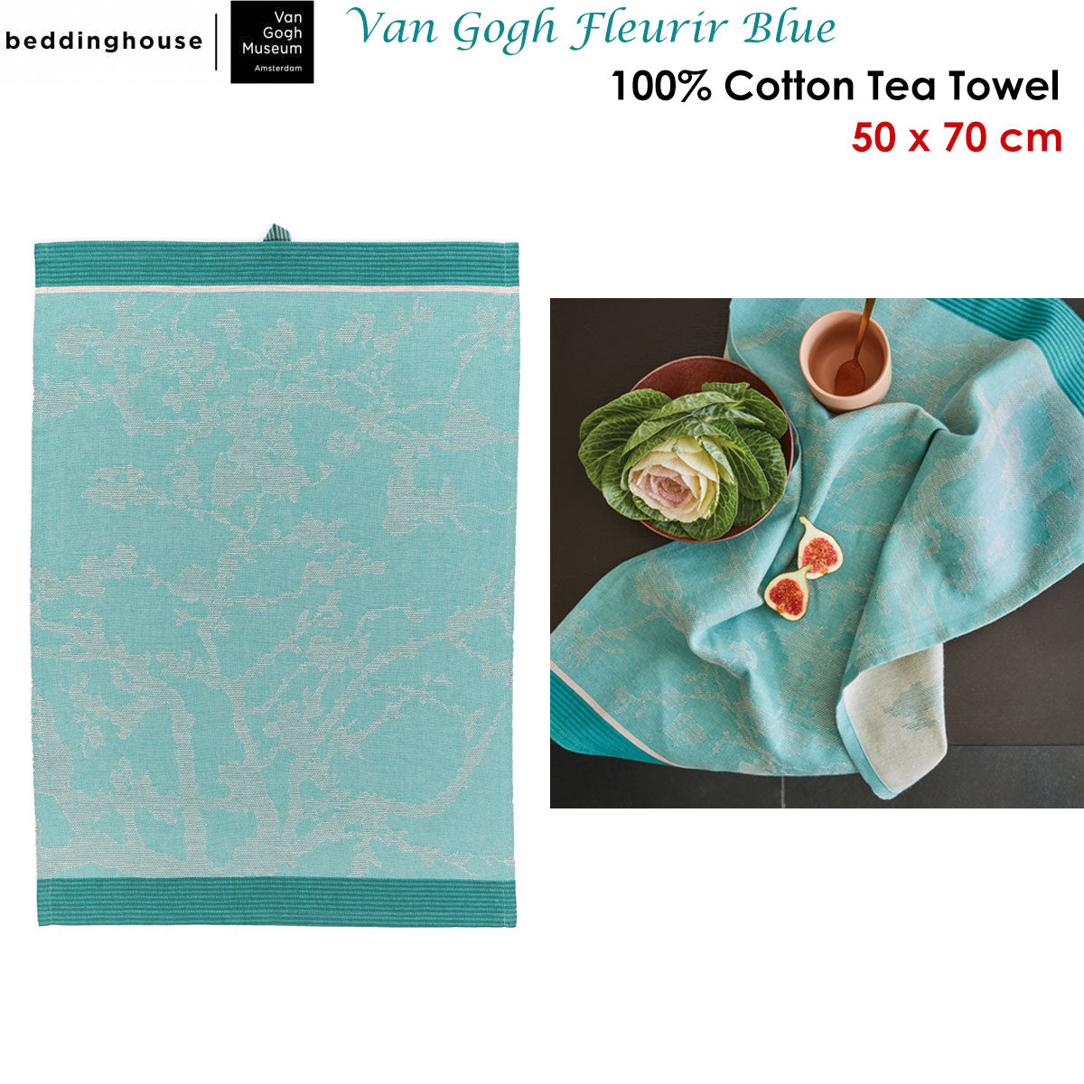 Bedding House Van Gogh Fleurir Blue Tea Towel 50 x 70 cm - Tree Branch Design