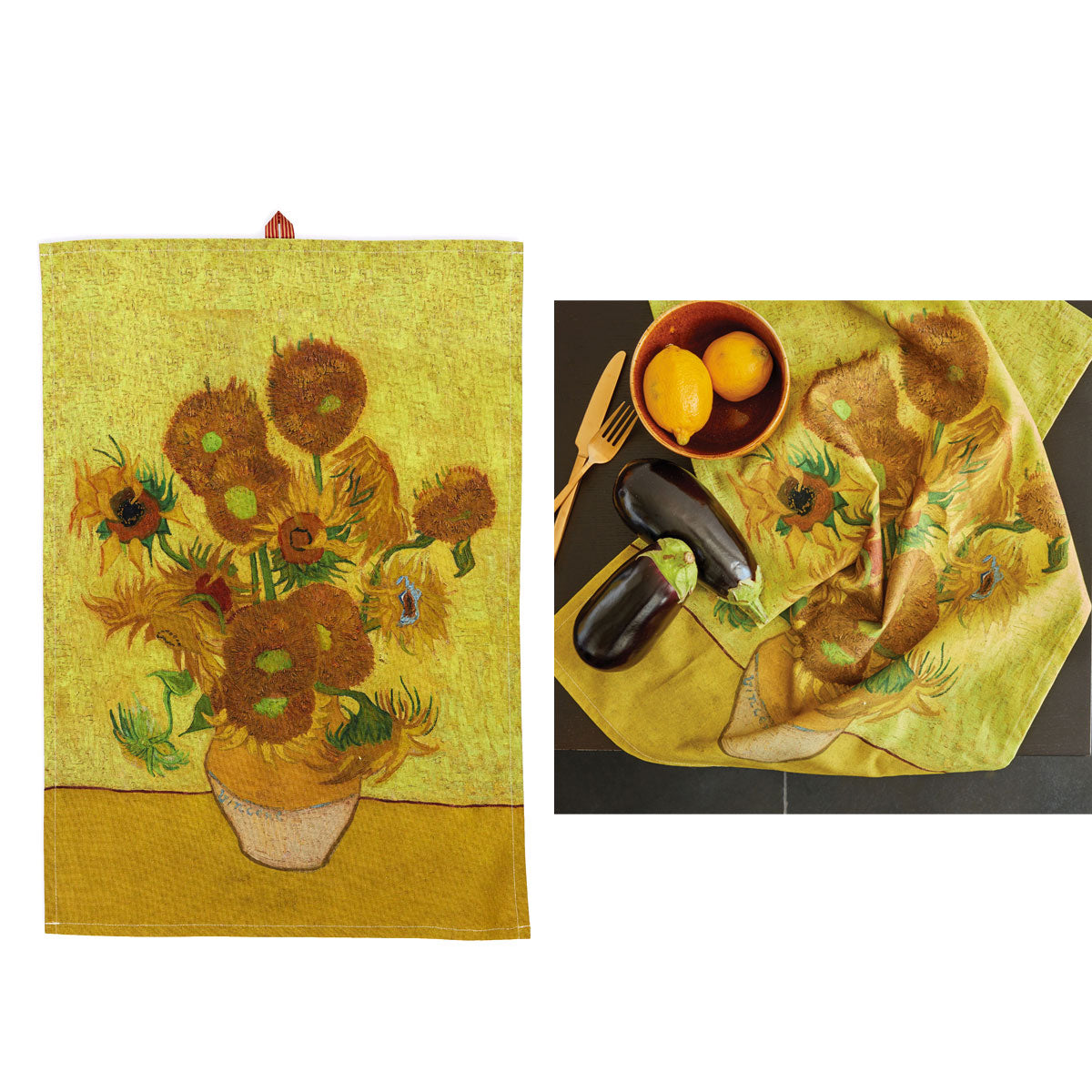 Bedding House Van Gogh Sunflower Yellow Tea Towel 50 x 70 cm Floral Design