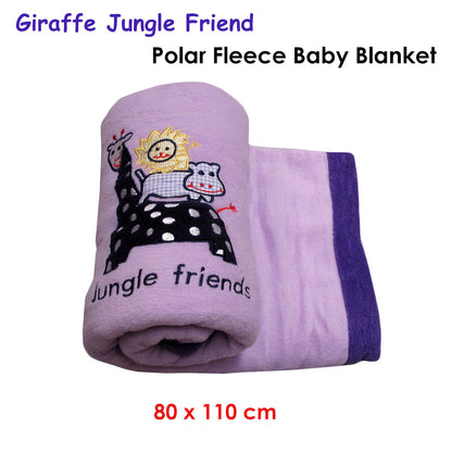 Giraffe Jungle Friend Polar Fleece Baby Blanket 80 x 110 cm - Animals Embroidery