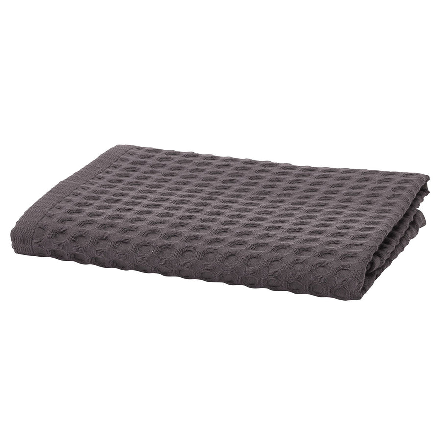 Aquanova Erin Cotton Bath Towel with Waffle Design - Dark Grey