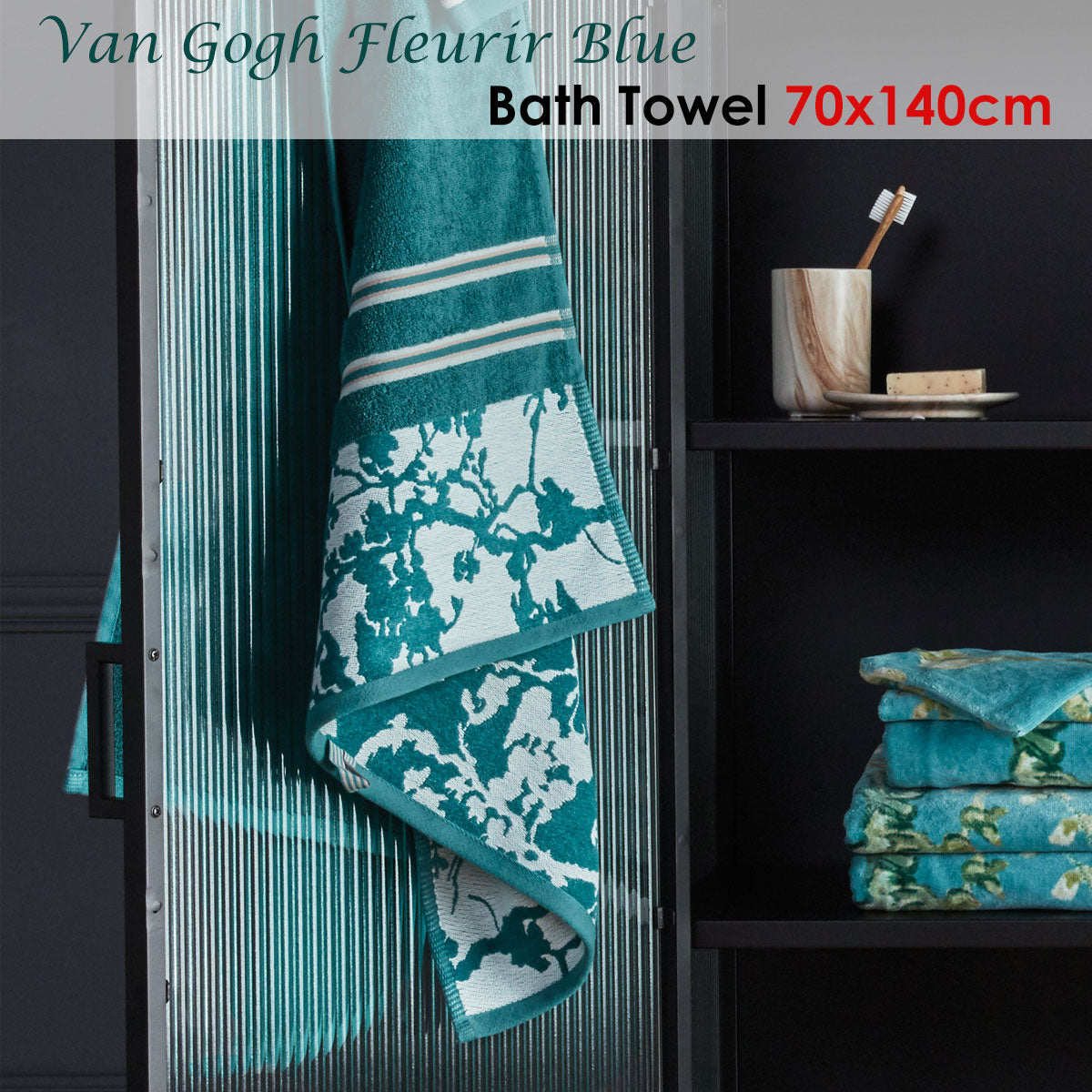 Bedding House Van Gogh Fleurir Bath Towel - Floral Print Design, 70 x 140 cm - SuperSaverAU - view 2
