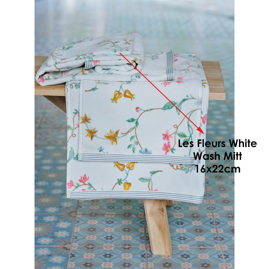 PIP Studio Les Fleurs Floral Cotton Wash Mitt 16 x 22 cm - SuperSaverAU - view 1