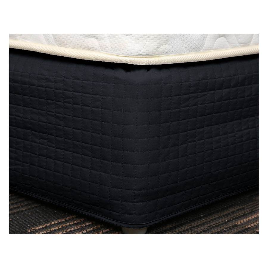 Easy Fit Quilted Valance Black - Single, Box Quilted, Machine Washable - SuperSaverAU - view 1