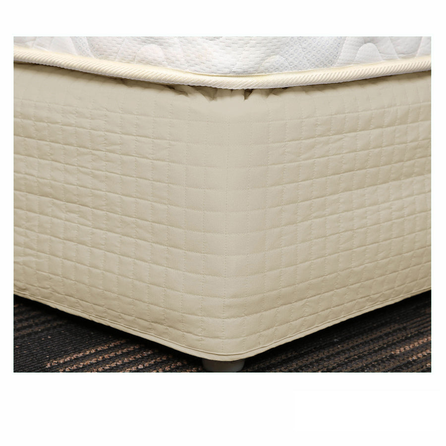 Easy Fit Quilted Valance Latte - Double, Box Quilted, Machine Washable - SuperSaverAU - view 1