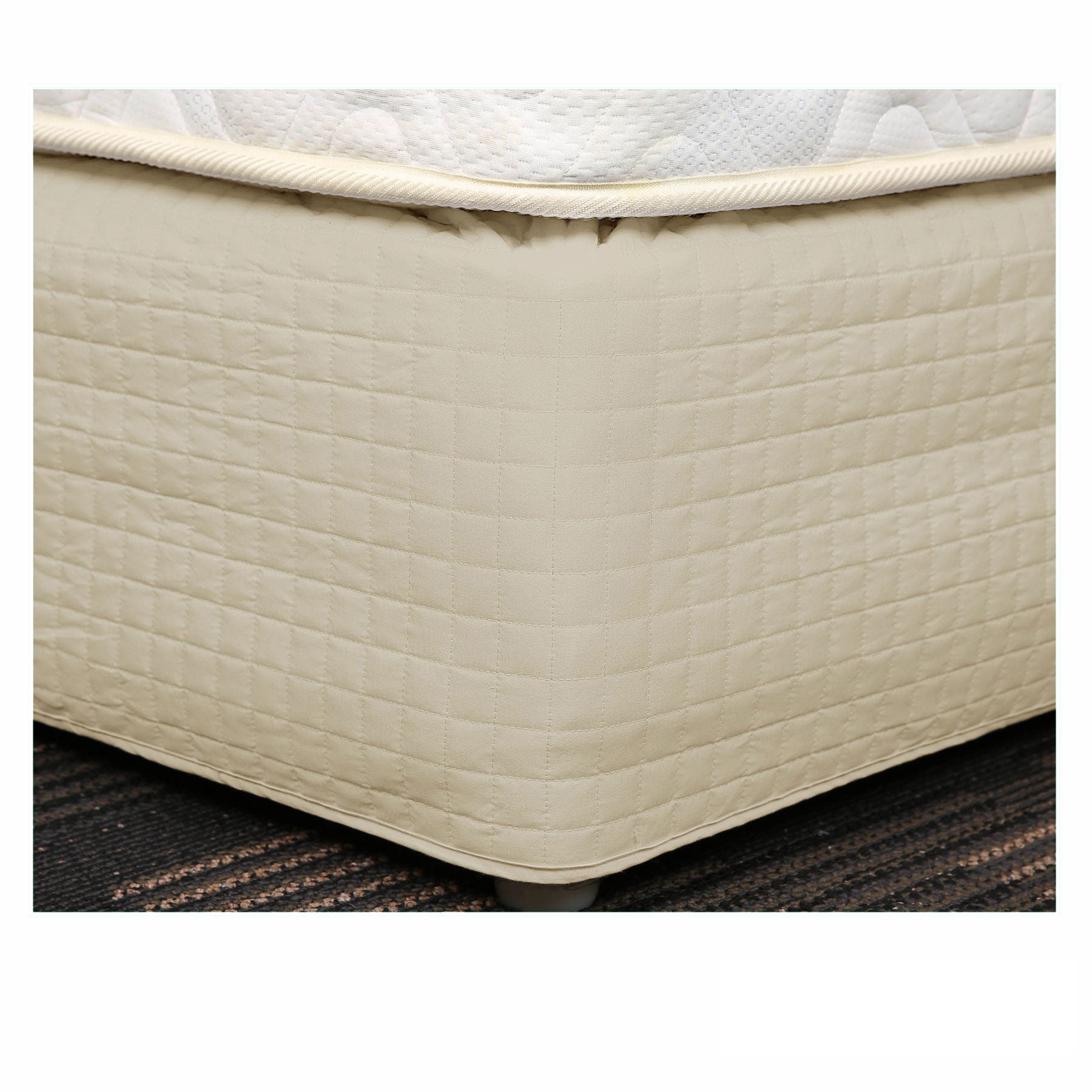 Easy Fit Quilted Valance Latte - Single, Box Quilted, Machine Washable - SuperSaverAU - view 1