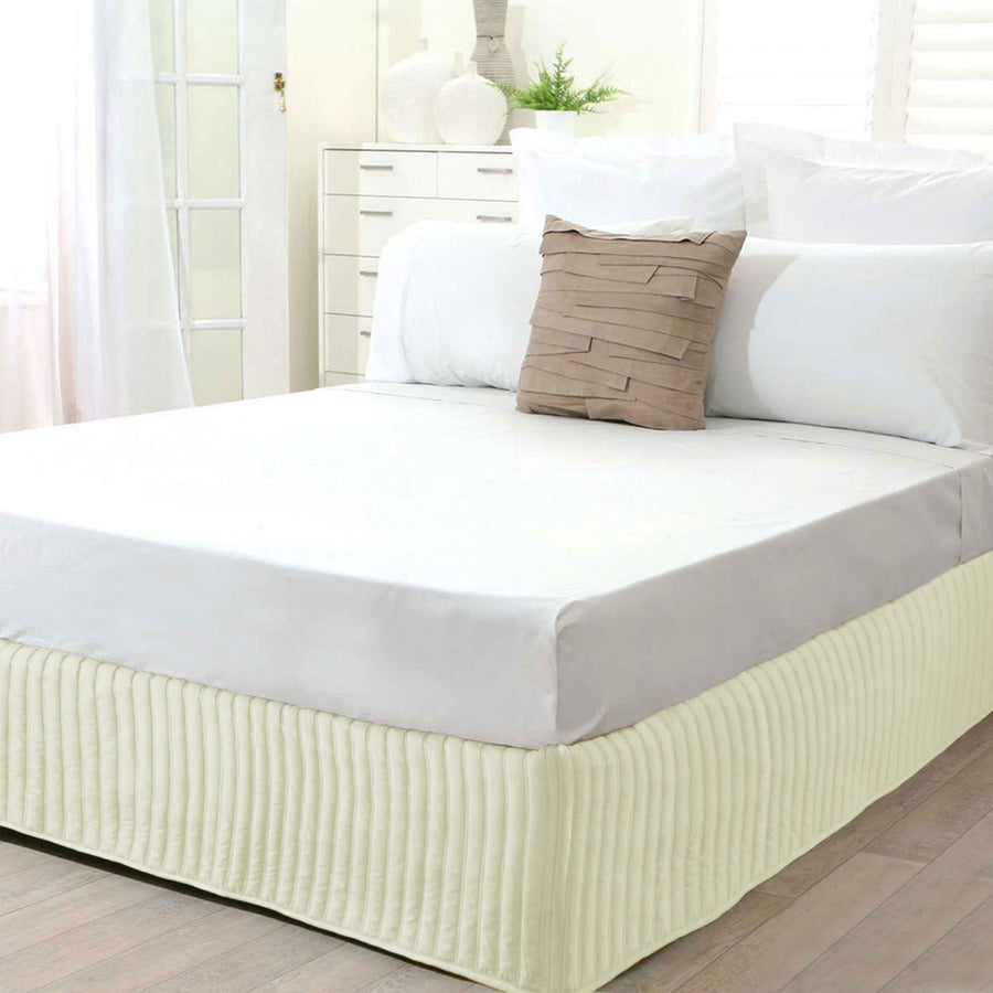 Big Sleep Cream Polyester Quilted Valance 137 x 203 + 33 cm, Machine Washable - SuperSaverAU - view 1