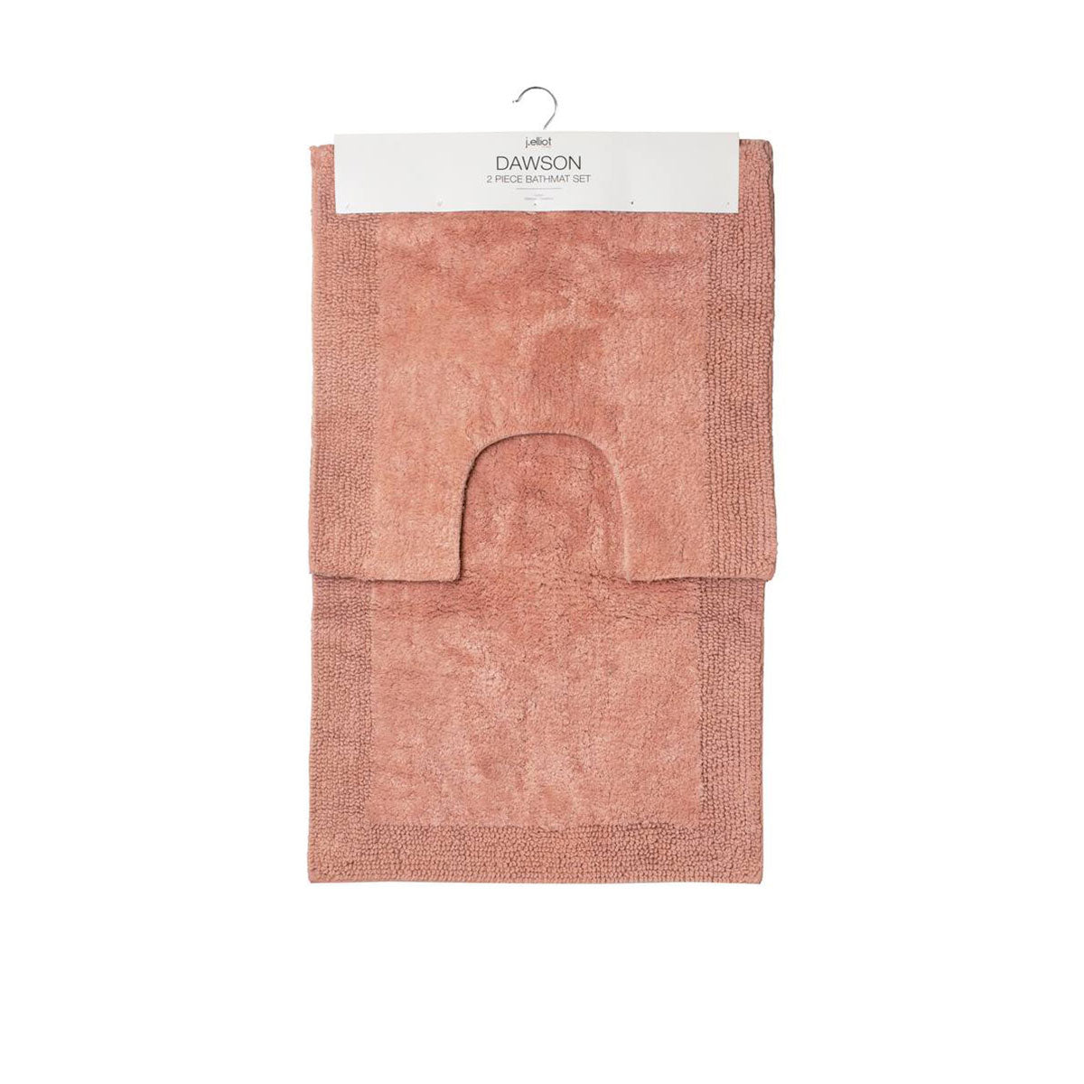 J Elliot Home 2000GSM 2 Pce Dawson 100% Cotton Bath Mat Set Clay Pink 50x50cm & 50x80cm