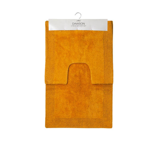 J Elliot Home 2000GSM 2 Pce Dawson 100% Cotton Bath Mat Set Mustard 50x50cm & 50x80cm