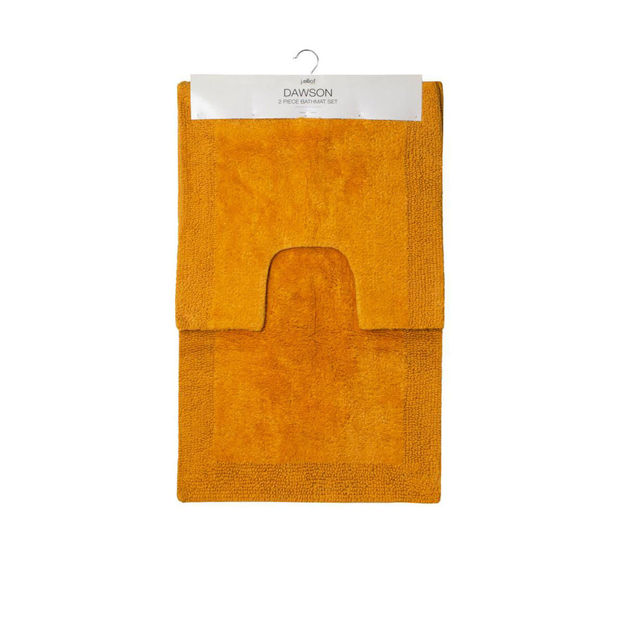 J Elliot Home 2000GSM 2 Pce Dawson 100% Cotton Bath Mat Set Mustard 50x50cm & 50x80cm - SuperSaverAU - view 1
